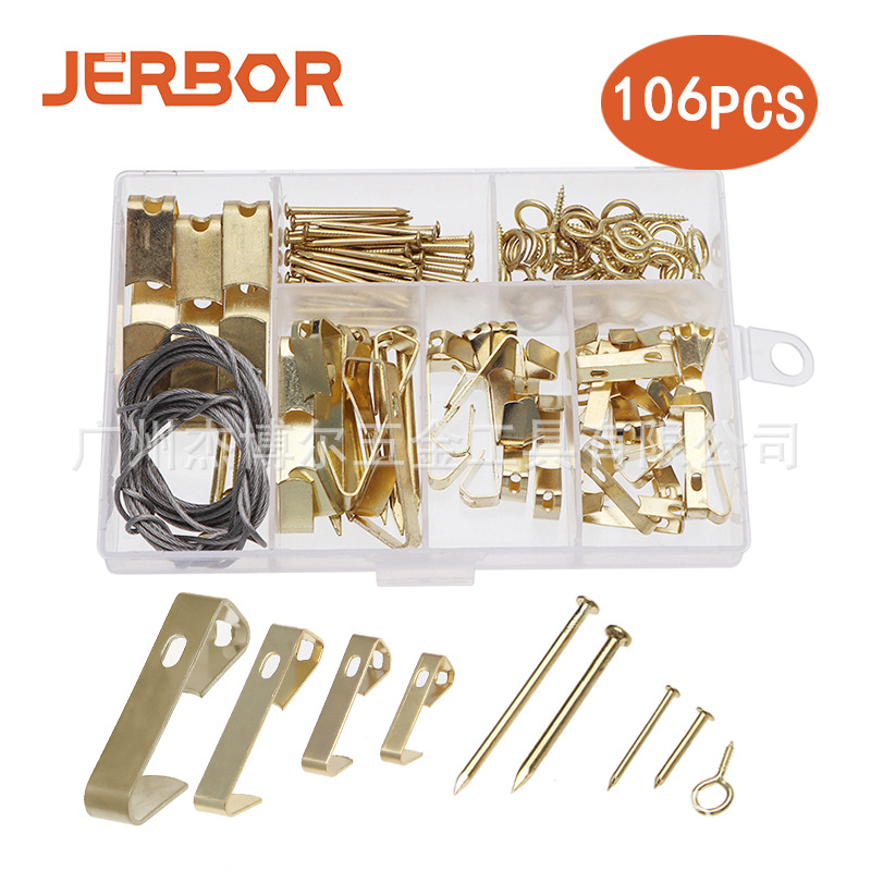 106pcs盒装普通挂钩配件 挂勾墙面无痕钉北欧风强力相框挂钩批发