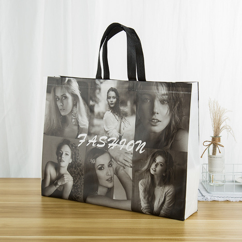 3D European and American film-coated non-woven shopping bag with creative fashion prints, hand-held bag with LOGO printing