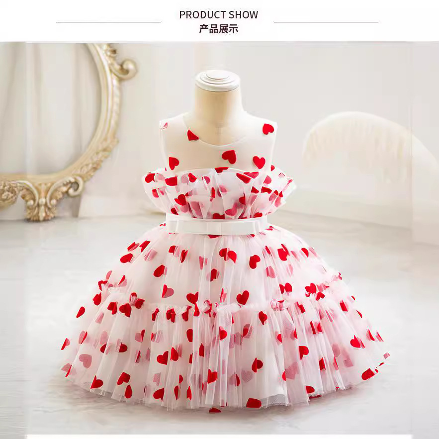 어린이 원피스 공주 원피스 여름 새 소녀의 메쉬 푹신한 원피스 피아노 공연 원피스  소녀 원피스 여름