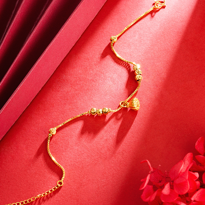 Nuevo Lotus tobillo adornos de pie de las mujeres joyería elegante aleación de cobre imitación accesorios de oro Estilo Nacional de Moda estilo de transmisión en vivo