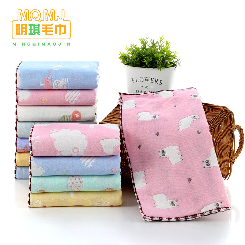 Strict selection of wholesale six-layer gauze towel 35*75 cotton adult face towel cartoon children's bath towel large towel