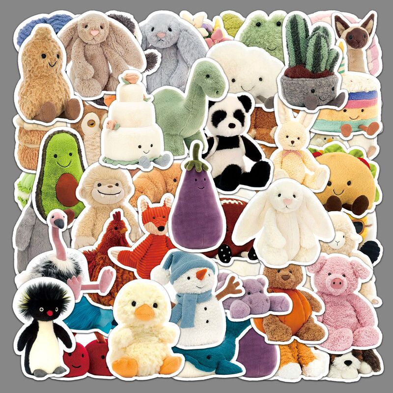 51 Jelly Cat Stickers Cute Plush Bonnie Bunny Cartoon Animal Waterproof Decorative Dripping Adhesive Stickers