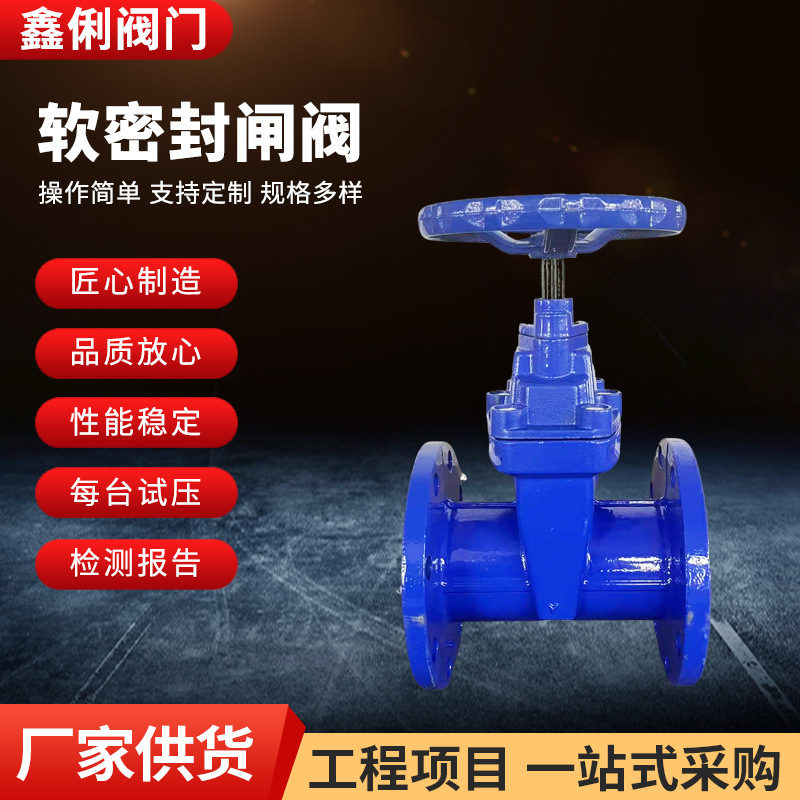 球墨铸铁软密封闸阀国标弹性座法兰明杆暗杆德标弹性密封闸阀