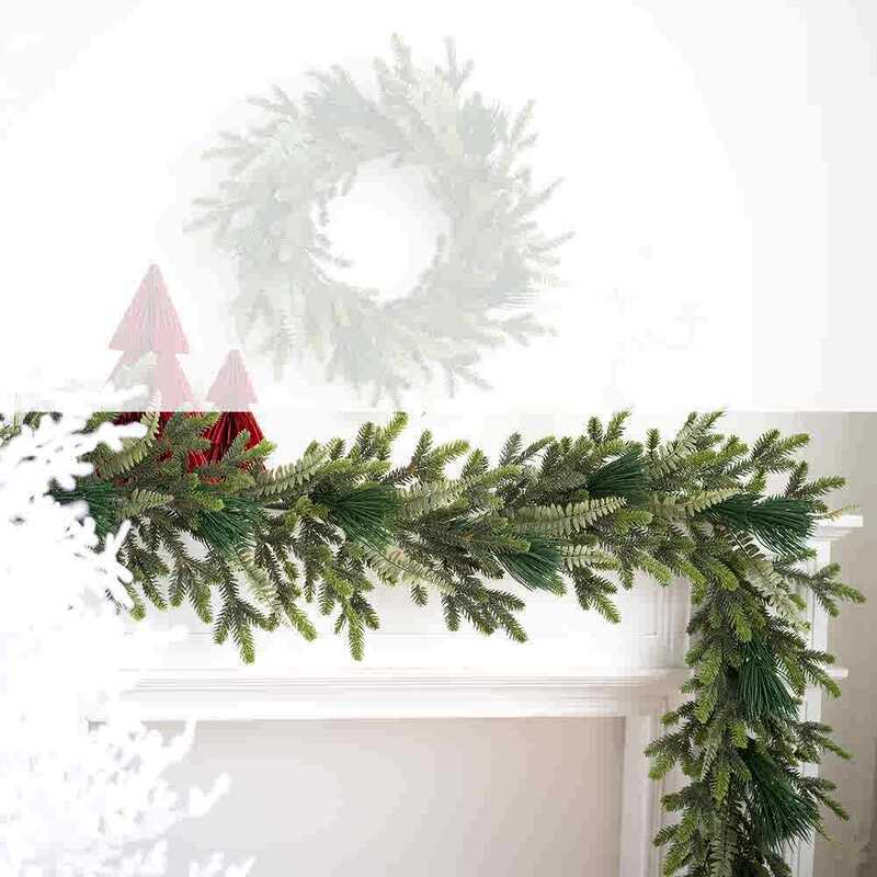 2.7m 暗号化された混合枝クリスマス籐クリスマス装飾階段手すり装飾ボールガーランド|undefined