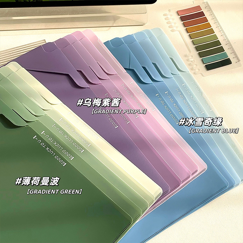Nuevas carpetas en forma de L de gradiente carpeta de almacenamiento de materiales de oficina carpeta de almacenamiento de papel de examen de estudiantes grueso de gran capacidad
