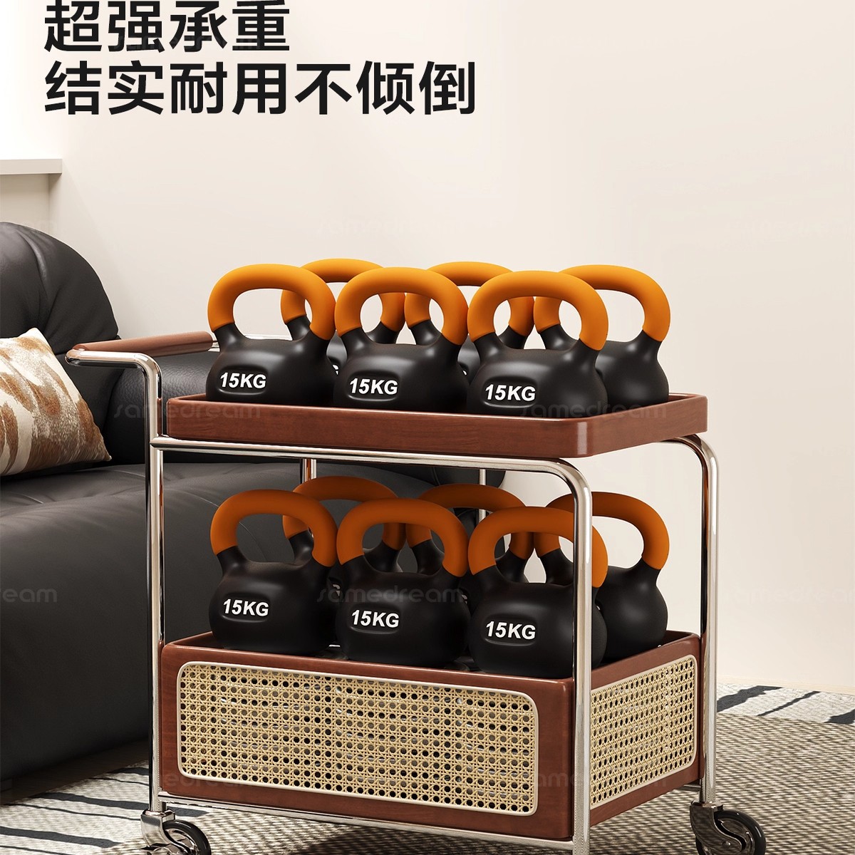 Sofá de estilo medieval pequeño tipo de casa móvil 2025 nuevo estilo de sala de estar mesa de té retro carro pequeño estante