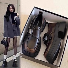 松糕厚底小皮鞋女鞋新款2025秋季黑色粗跟复古英伦风乐福鞋jk单鞋