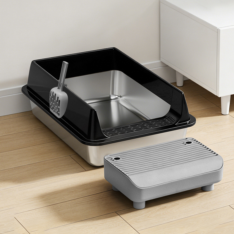 Caja de Arena Semicerrada para Gatos XL de Acero Inoxidable Anti-salpicaduras Fácil de Limpiar image 10