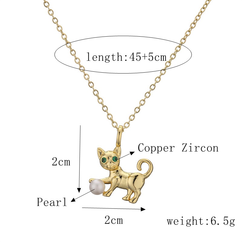 Cute Animal Copper Plating Inlay Pearl Zircon Pendant Necklace 1 Piece