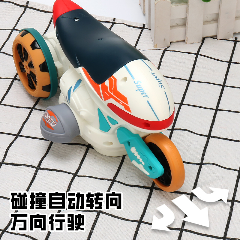 El mismo tipo de motocicleta giratoria eléctrica de deriva universal, música de colores brillantes, luces, juguetes para niños