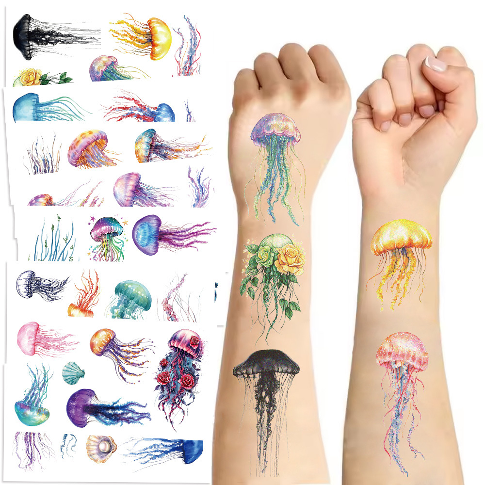 18g Weight tattoo stickers Event & Party Supplies 10 PCS/Package Quantity Party Occasion transfer stickers Material Jellyfish Pattern Jellyfish Transfer Stickers Tattoos & Body Art 10 PCS/Package 1