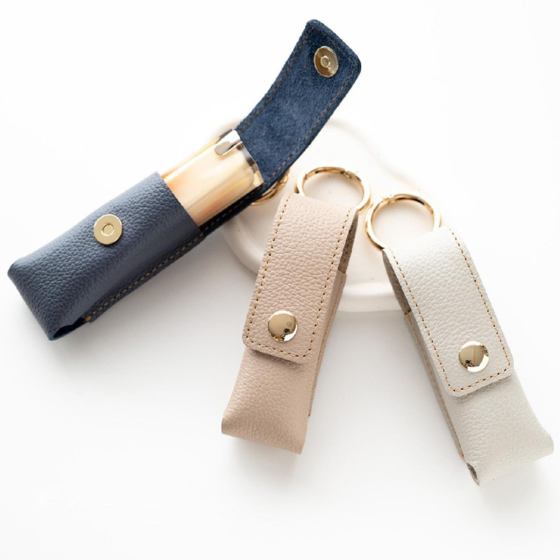 现货时尚日式磁吸唇膏收纳皮套口红保护pu皮套单支装口红盒钥匙扣