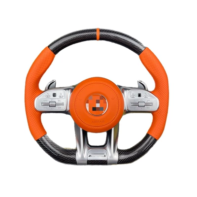 carbon fiber orange leather version, Steering wheel