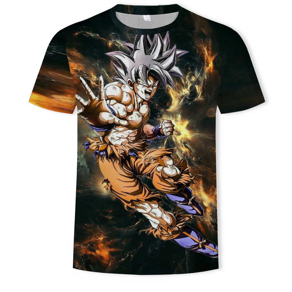 Nuevo producto AliExpress estilo explosivo tendencia super fuego anime serie Dragon Ball camiseta hombre impresión digital 3D dibujos animados europeos y americanos
