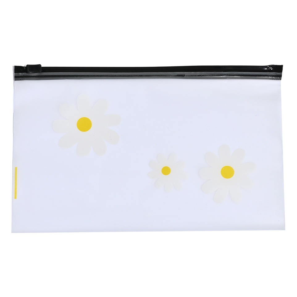 Bolsa de cremallera Margarita bolsa de anillo de pelo estilo coreano bolsa de cremallera fresca translúcido dedo esmerilado bolsa de almacenamiento al por mayor