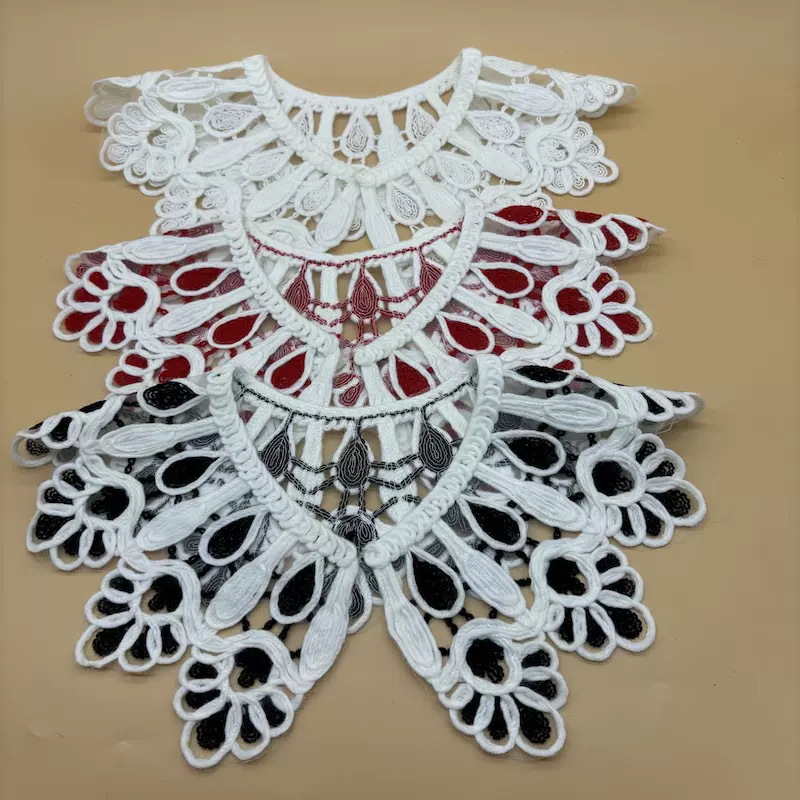 电脑盘花三合一绣花毛线手勾花毛衣领花外套领子装饰外贸服装辅料
