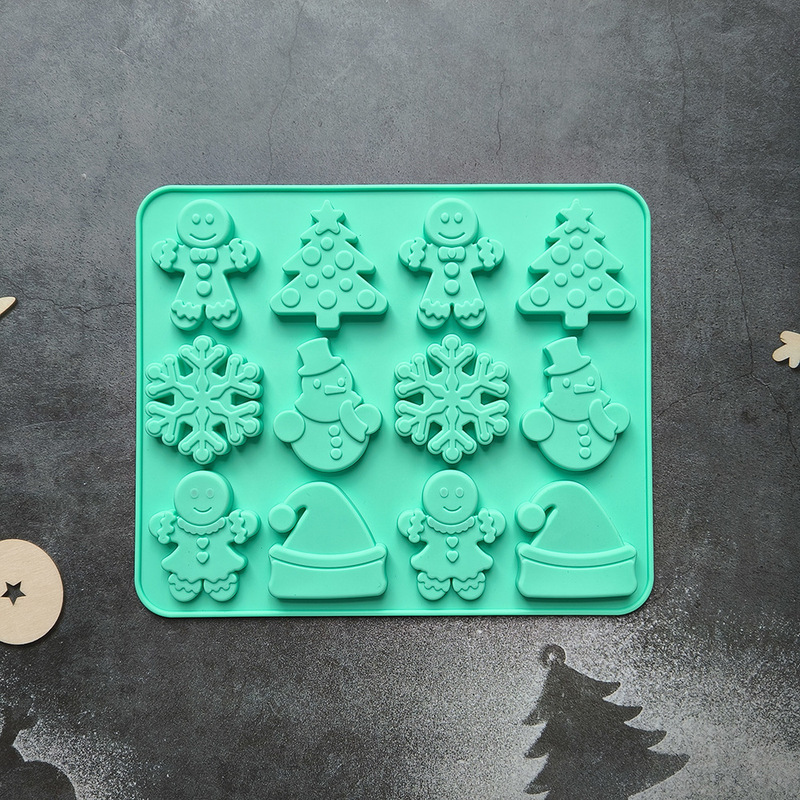 12連クリスマス雪花帽245チョコレートシリコン金型DIYクリスマステーマクッキーキャンディーケーキ金型|undefined
