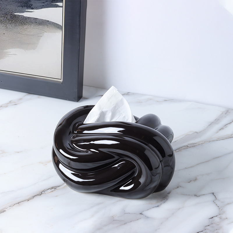 Knot Ceramic Tissue Box - Milk Tea