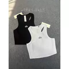 Alo Versatile European and American Style Spicy Girl Sports Yoga Tank Top Dopamine Sports Fitness Waist-Revealing Knitted Camisole Underwear for Women