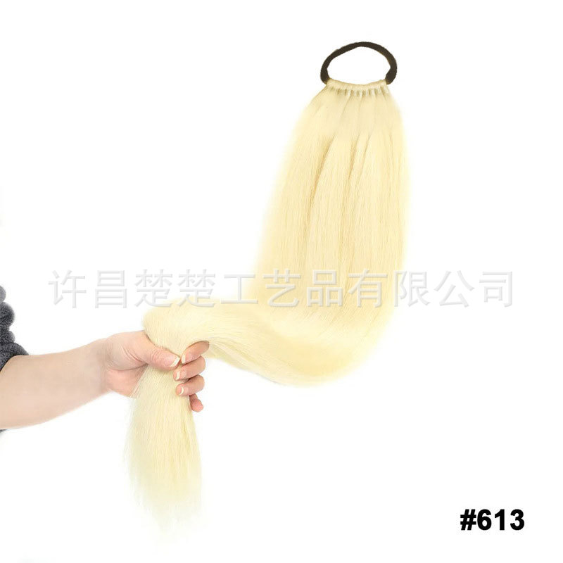 Comercio exterior transfronterizo peluca europea y americana cola de caballo pelo largo y liso cola de caballo sintética extensión de cabello cola de caballo de mujer trenzas falsas al por mayor