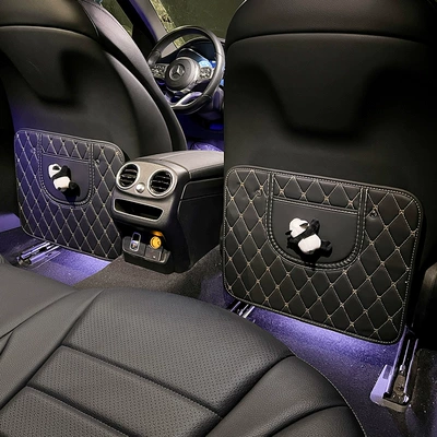 Protective Pad, Kidsren's Car Rear: Chair back anti-kick pad - pack-of-2-panda-black-anti-kick-pad-short-style