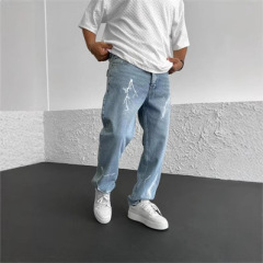 新商品の男性のシンプルなストレートパンツのプリントの純色がゆったりしていてかっこいいです。