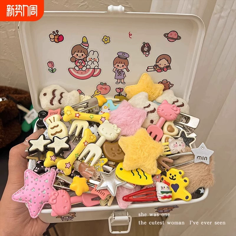 Схвати! Набор из 20 милых заколок для волос с котенком для девочек, маленьких боковых заколок в виде рыбок, заколок BB со звездами из полиуретана, аксессуаров для волос для челки.
