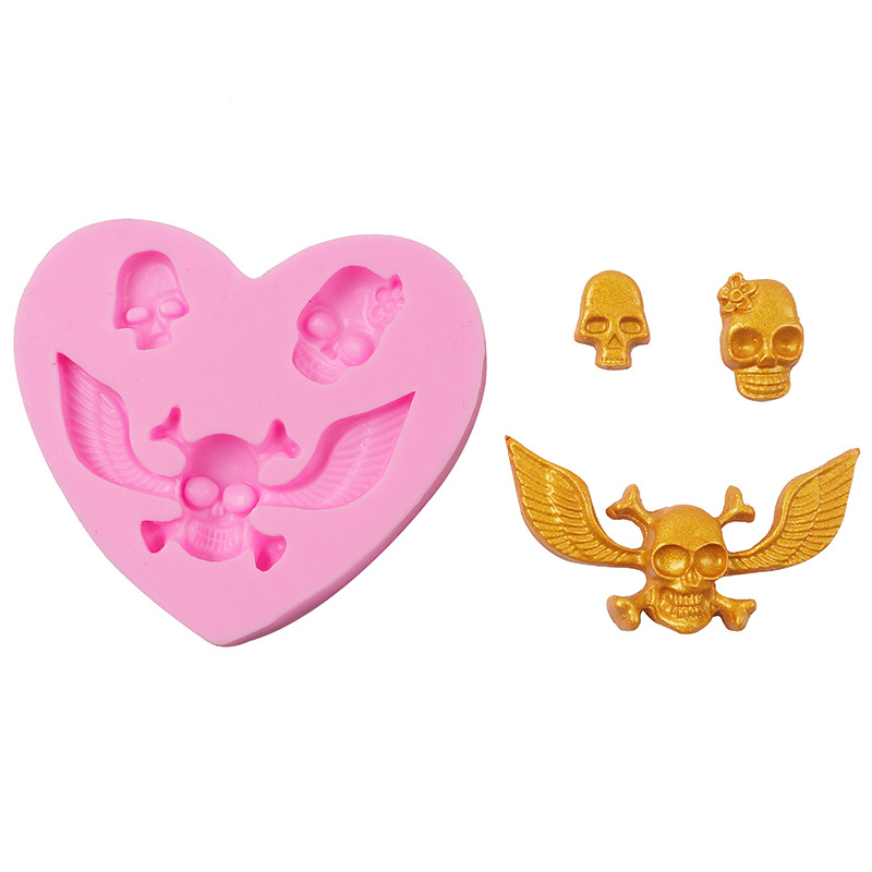 Halloween de vestir dedo fondant molde de silicona calabaza cráneo casa embrujada pastel de chocolate molde para hornear
