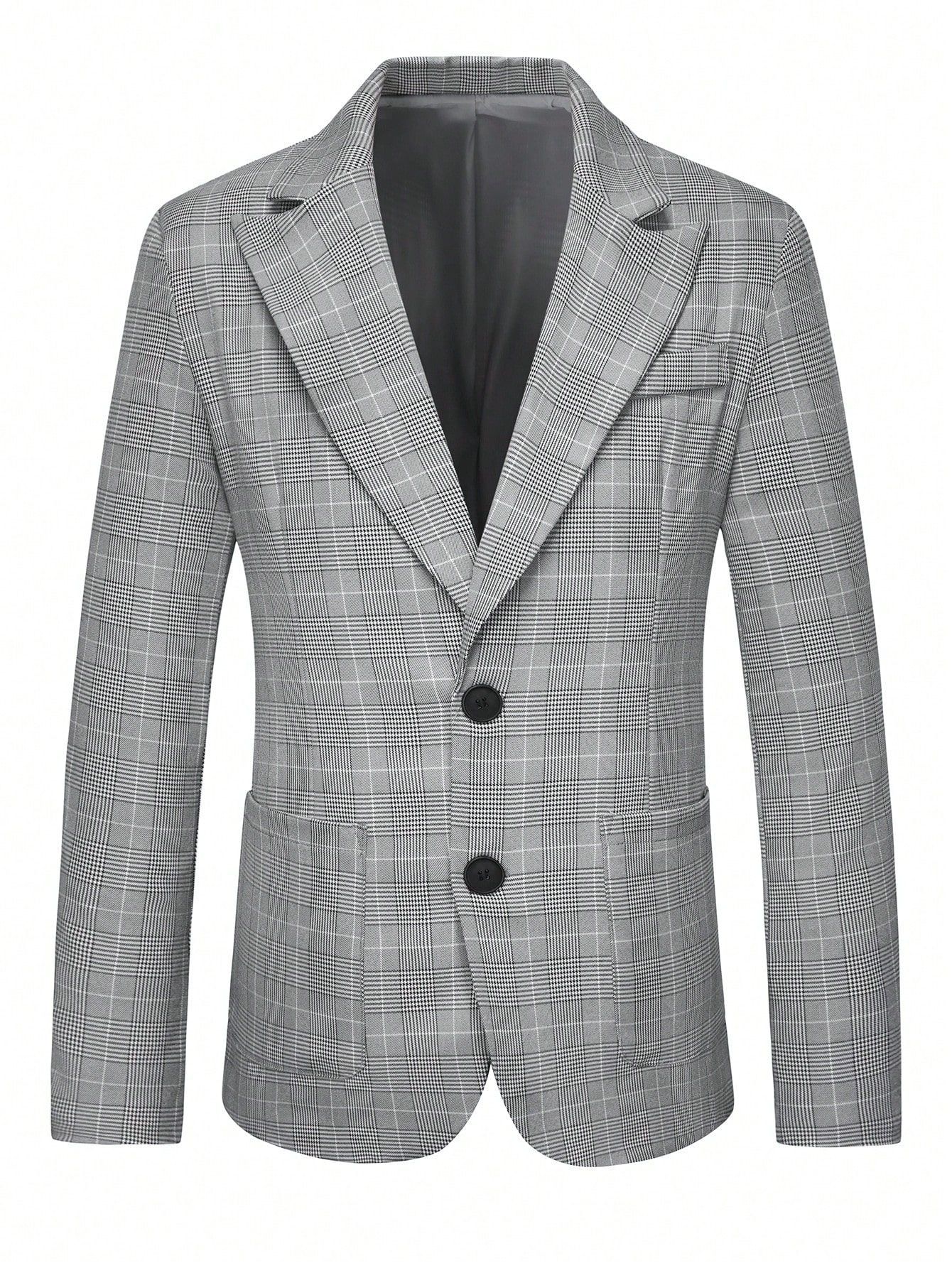 2026 Cross-Border European And American Suit Two-Button Plaid Notched Lapel Large Pocket Men's Blazer 250211_voghion.com