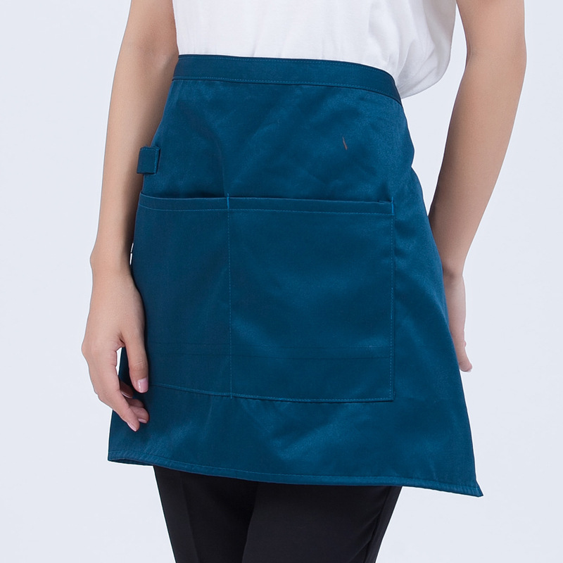 Delantal corto, estilo simple, uniforme de trabajo para camareros de restaurante, universal para hoteles y salones de té, con logo impreso y bordado