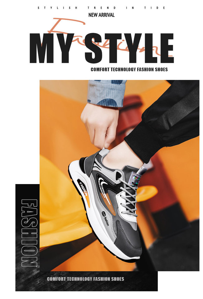 Giày thể thao nam da PU chống nước kiểu sneaker đế mềm chống trơn trượt — D291 màu trắng, D291 màu xám, D291 màu đen chi tiết 2
