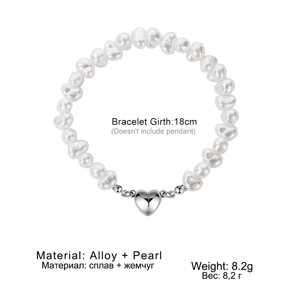 Mode Herzform Perle Perlen Halskette 1 Stück display picture 4