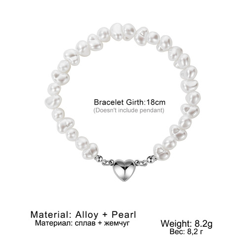French retro freshwater pearl magnet love bracelet fashionable temperament neck chain clavicle chain set necklace jewelry