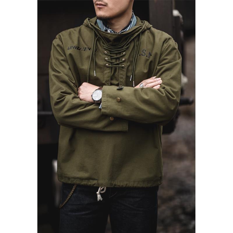 American-Style Retro World War Ii Navy Deck Jacket Short Trench Coat for Harsh Weather, Loose Sweatshirt for Men