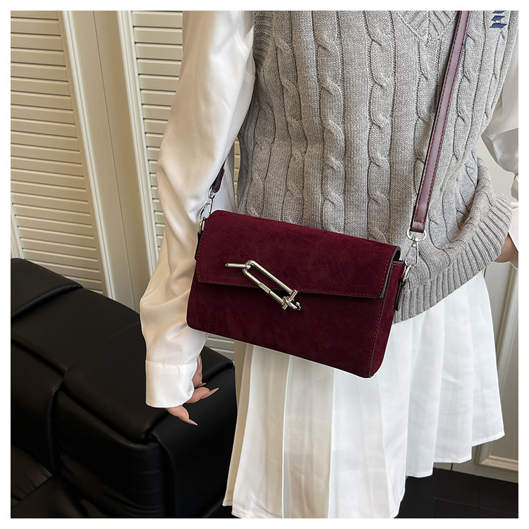 Suede Exquisite Lockbox Bag For Women 2025 New Model, Light Luxury, Niche High-End Sense, Shoulder Bag, Crossbody Lock Buckle Small Square Bag_voghion.com