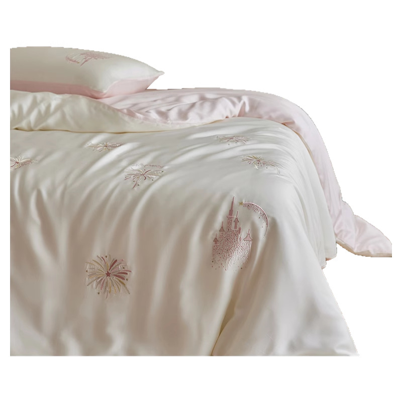 Un juego de cuatro piezas de verano de lujo ligero Lanjing Tensi 2025 nuevo estilo seda de hielo ropa de cama fresca funda de edredón ropa de cama de estilo princesa