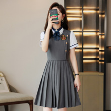 学院风百褶连衣裙女夏季幼儿园老师园服幼师工作服职业演讲比赛服