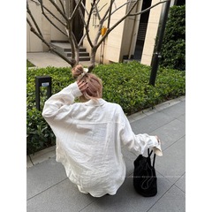 暴走高仙女175高个子加长松弛舒适棉麻衬衫宽松版型防晒长袖衬衣