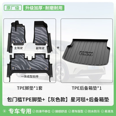 Universal Foot Pad: BYD Seagull Dolphin TPE full-coverage - original-factory-grade-tpe-door-sill-mats-in-black-and-gray-with-a-galaxy-pattern-double-layer-floor-mats-tpe-trunk-mat-byd-seagull