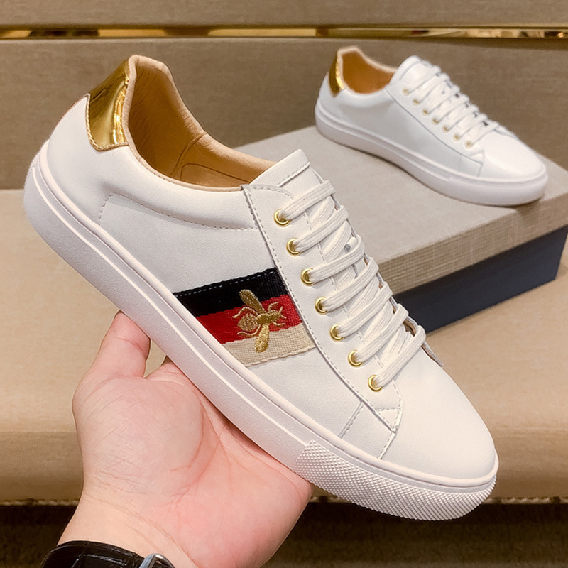 Fuguqi men's shoes Little Bee White shoes men's board shoes genuine leather high version European station fashion brand fukuqi casual shoes Fuguqi men's shoes Little Bee White shoes men's board shoes genuine leather high version European station fashion brand fukuqi casual shoes