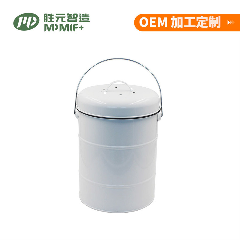 Galvanized Iron 7L Compost Bucket with Inner Bucket Garbage Storage Bucket Household Metal Kitchen Waste Bucket with Handle Trash Can