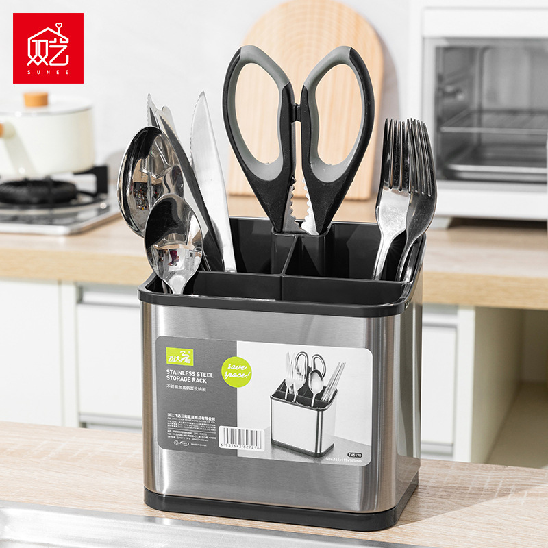 acero inoxidable cuchara de estante de almacenamiento multifuncional para el hogar en una cocina cuchara de cubierta cubierta palillos jaula transfronteriza