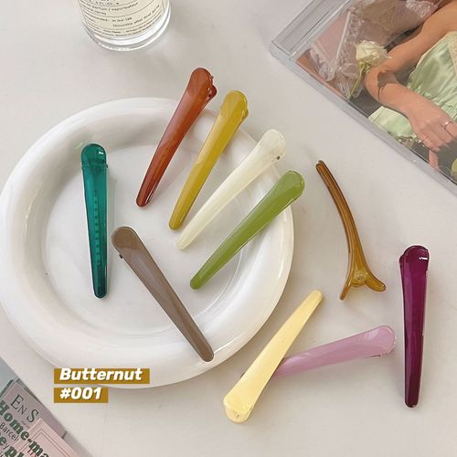 Minimalist Retro Duckbill Hair Clips with Colorful Side Clips, One-Sided Ins Cute Korean Style Brow Hair Clips, Bulk