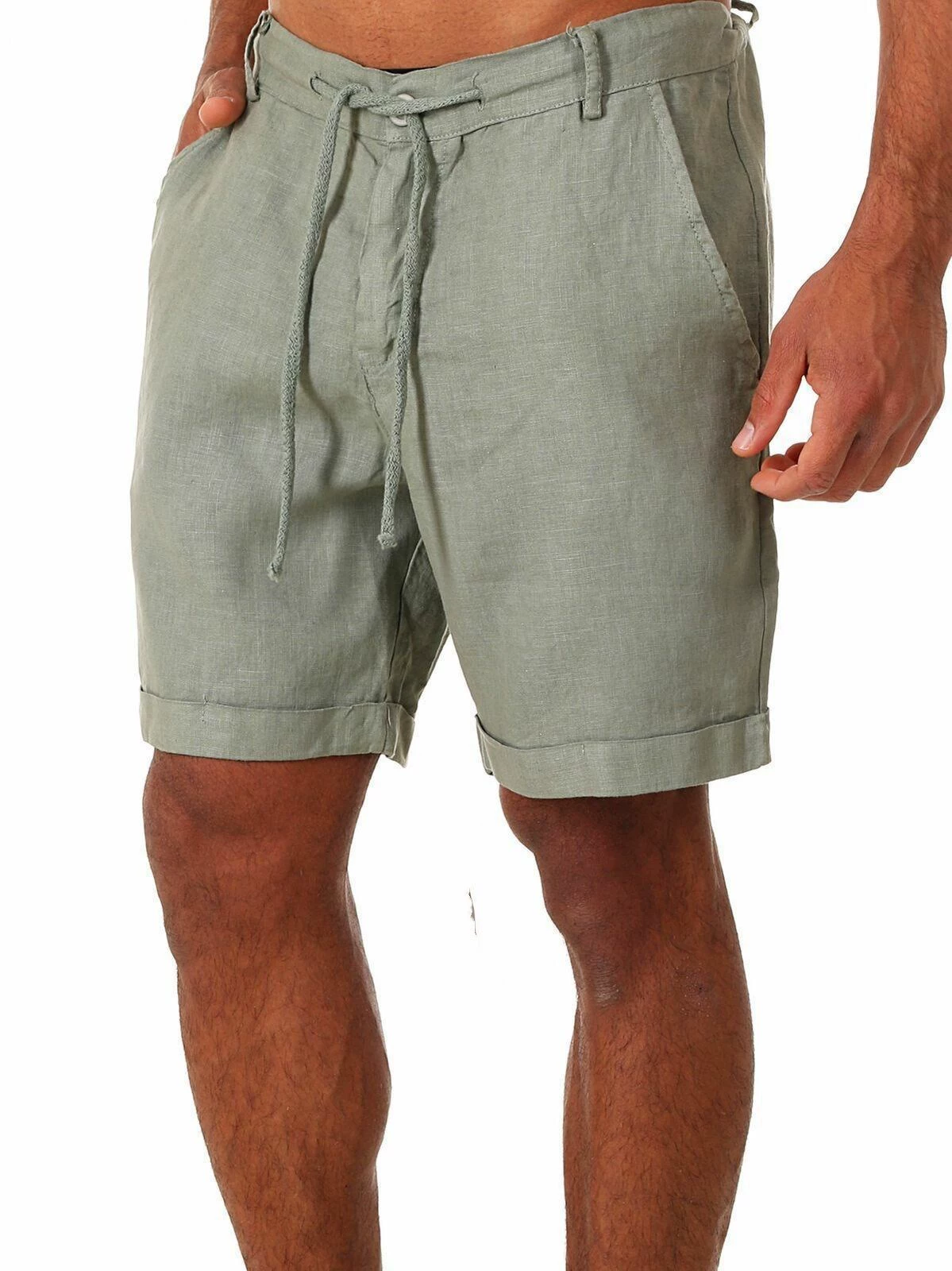 Летние однотонные брюки, мужские шорты, широкий ассортимент цветов, хлопок и льняная ткань