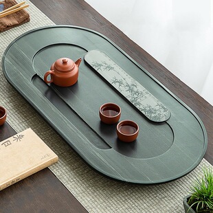 Shadow carving stone tea tray emerald royal court stone Tea Sea home simple hand carved high-end office large tea table