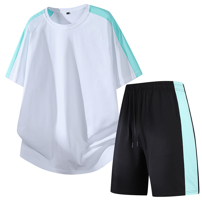 Trajes deportivos de verano transfronterizos de hombre camisetas de manga corta pantalones cortos de dos piezas de ropa de entrenamiento de acondicionamiento físico transpirable de secado rápido personalizada