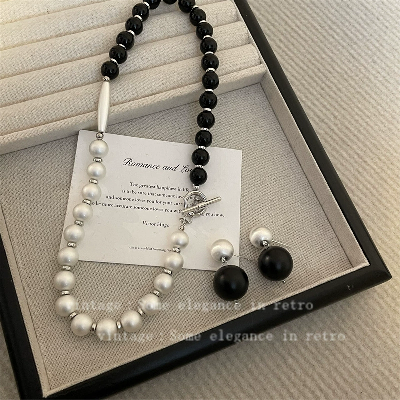 Серебряное ожерелье из жемчига, цепочка для сумки-ключей, серьги, высокая класс