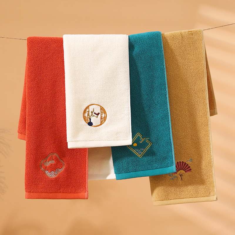 Ancient Style Embroidered Towel, Cotton Towel That Doesn'T Shed Easily, Face Towel for Couples, Chinese Style Series, Couple's Version, Absorbent Ancient Style Embroidered Towel, Cotton Towel That Doesn'T Shed Easily, Face Towel for Couples, Chinese Style Series, Couple's Version, Absorbent