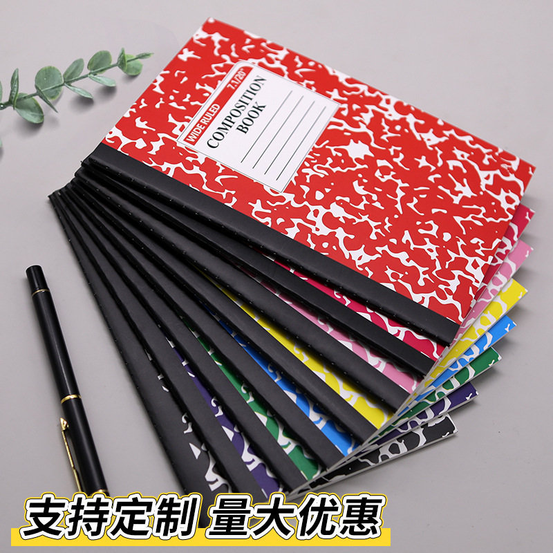 Customizable Softcover Notebook Marble Multi-Color Notebook A5 Student Notebook Homework Exercise Book Stitched Notebook