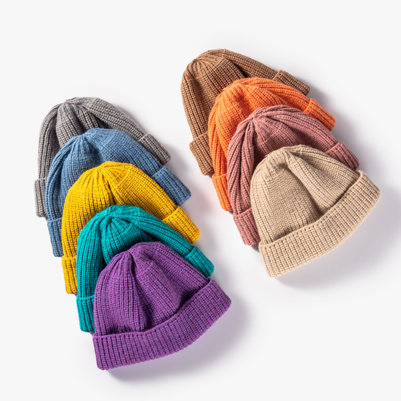 Sombrero de punto otoño e invierno cálido sombrero de lana de color sólido para hombres y mujeres mismo estilo pareja padre-hijo sombrero protección para los oídos cara adelgazante estilo coreano